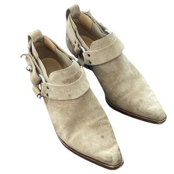 Taupe Suede Rag & Bone Pointy Ankle Boots w/ Silver Hardware Accents/Sz 38/EUC - Picture 3 of 4